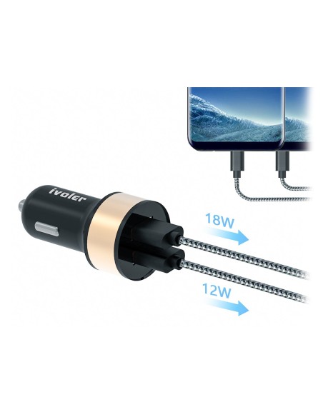 Caricabatteria Alimentatore Accendisigari Da Auto 12V Camion 24V Con Doppia Porta USB 5V 2,4A 9V 2A 12V 1,5A Ricarica Veloce