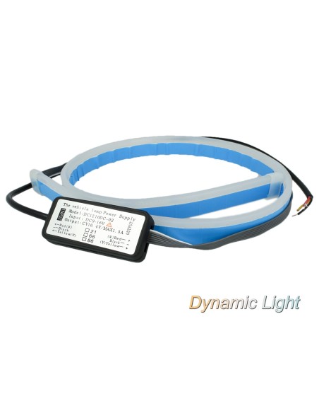 Kit Tubo Neon Striscia Led Auto 60cm Freccia Sequenziale Arancione e DRL Luce Diurne Bianco Style Audi VW GTI R-LINE
