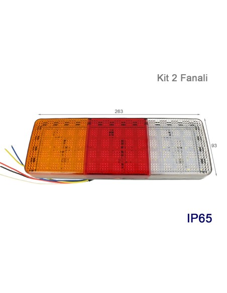 Kit Fanali Led Posteriori 24V 12V Con Luci Posizioni Stop Frecce Retromarcia 4 In 1 Per Camion Rimorchio Furgone
