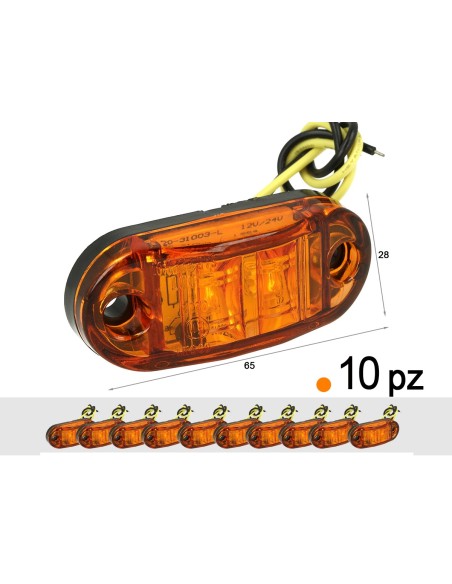 10 Pezzi Fanali Laterali Led 24V 12V Aracione Per Luci Ingombro Cortesia Targa Cupola Cappa Camion Rimorchio Caravan Furgone