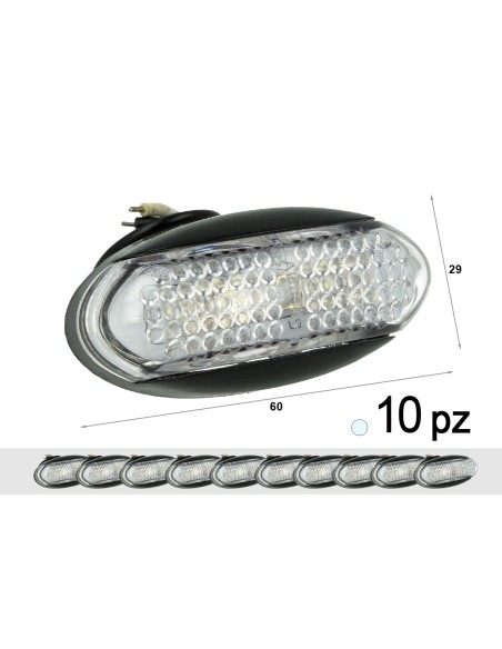 10 Pezzi Fanali Laterali Led 24V 12V Bianco Freddo Per Luce Ingombro Cortesia Targa Cupola Cappa Camion Rimorchio Caravan Furgon