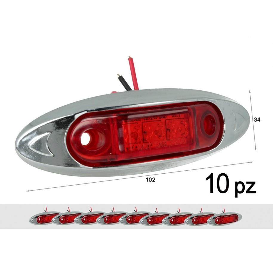 10PZ Fanali Laterali Led 24V 12V Colore Rosso Per Luci Ingombro Cortesia  Targa Cupola Cappa Camper Trattore Autocarro Barca