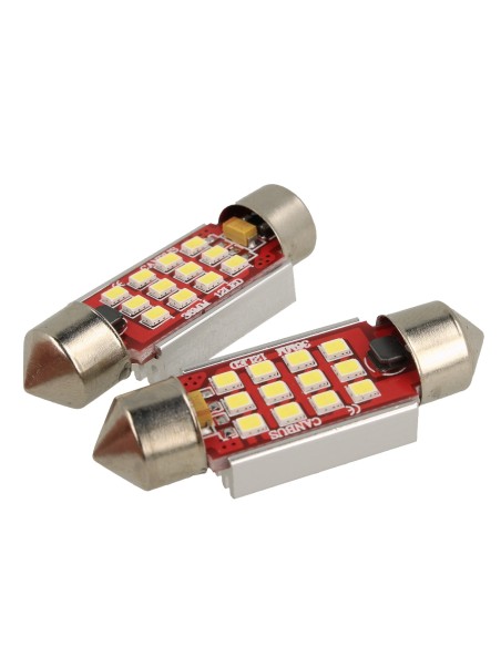 Lampada Led Siluro Canbus Pro 31mm 12 Smd 2016 No Errore CC 12V 3W No Polarita Super Luminoso