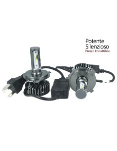 Kit Full Led Cob H4 26W Reale Bi-Led 12V Con Ventola Raffrenddamento Silenziosa Attacco Regolabile 2200 Lumen