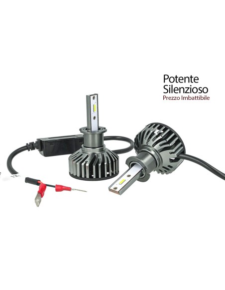 Kit Full Led Cob H3 26W Reale 12V Con Ventola Raffrenddamento Silenziosa Attacco Regolabile 2200 Lumen