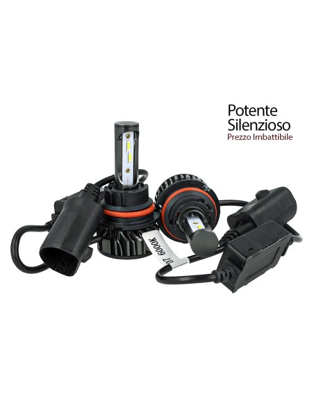 Kit Full Led Cob HB5 9007 HB1 9004 26W Reale 12V Con Ventola Raffreddamento Silenziosa Attacco Regolabile 2200 Lumen