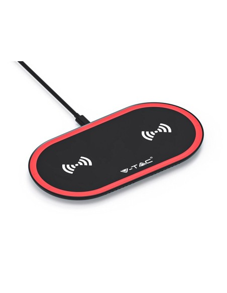 Caricatore Wireless a Pad Dual Charging 5W+5W Colore Rosso e Nero SKU-7740