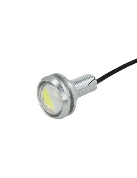 Power Led A Bottone Modello Slim 12V 2W Bianco Freddo IP67 Eagle Eye Led Luci Diurne Carcassa Argento