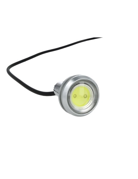 Power Led A Bottone Modello Slim 12V 2W Bianco Freddo IP67 Eagle Eye Led Luci Diurne Carcassa Argento