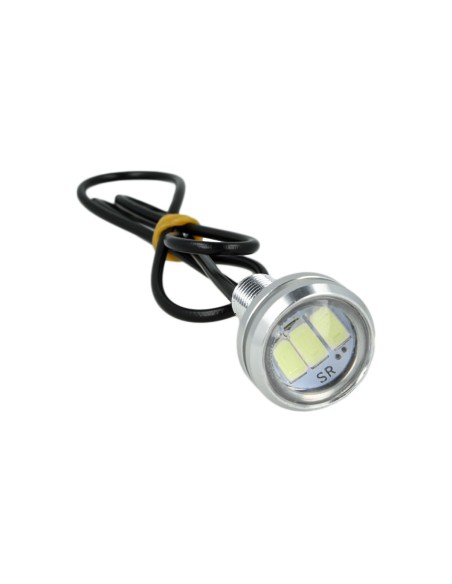 Power Led A Bottone Modello Slim 12V 3W Con 3 Smd 5630 IP67 6000K Eagle Eye Led Luci Diurne Carcassa Argento