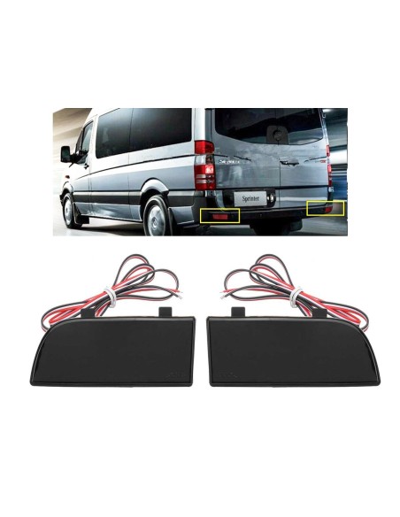 Kit 2 Fanali Posteriori A Led Nero Fume Per Mercedes Benz Sprinter Viano Sostituzione Riflettore Catarifrangente Originale