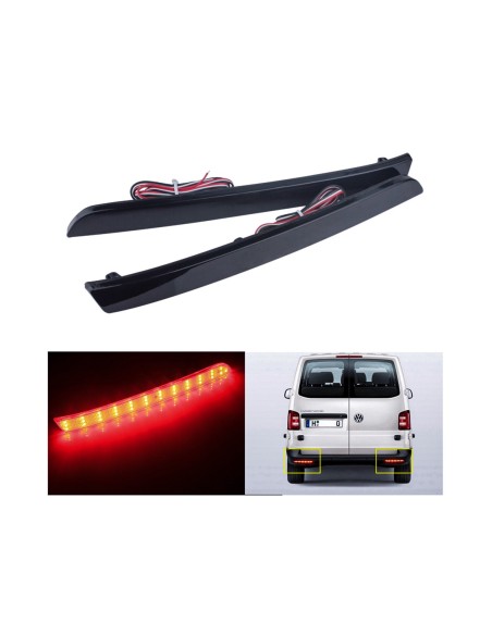 Kit 2 Fanali Posteriori A Led Nero Fume Per VW T5 Transporter Multivan 12-15 Caravelle 2014 Sostituzione Catarifrangente Riflett