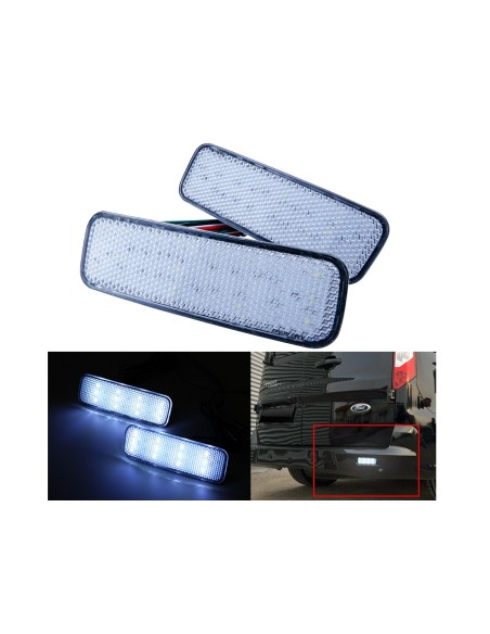 Kit 2 Fanali Posteriori A Led Trasparente Con Luce Bianco e Rosso Per Ford Transit Tourneo Custom Courier