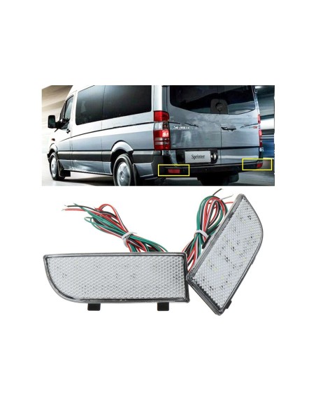 Kit 2 Fanali Posteriori A Led Trasparente Luce Bianco Rosso Per Mercedes Benz Sprinter 2012 Viano 2010-2015
