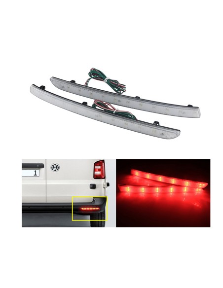 Kit 2 Fanali Posteriori A Led Trasparente Luce Rosso Bianco Per VW T5 Transporter Multivan 2012-2015 Caravelle 2014