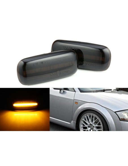 Kit Freccia Laterale a Led Side Marker Lente Nero Fume Luce Arancione Per Audi TT A2 8L A3 S3 B5 A4 S4 RS4 A6 S6 C5