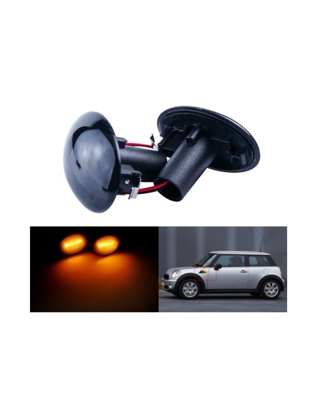 Kit Freccia Laterale a Led Side Marker Lente Nero Fume Luce Arancione Per Mini R56 R57 R58 R59 2007-2013