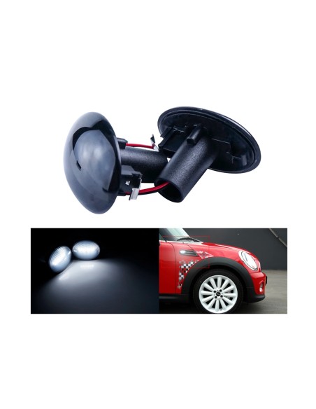 Kit Freccia Laterale a Led Side Marker Lente Nero Fume Luce Bianco Per Mini R56 R57 R58 R59 2007-2013