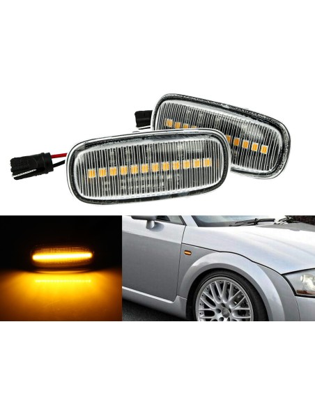 Kit Freccia Laterale a Led Side Marker Lente Trasparente Luce Arancione Per Audi TT A2 8L A3 S3 B5 A4 S4 RS4 A6 S6 C5