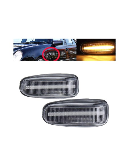 Kit Freccia Laterale a Led Side Marker Lente Trasparente Luce Arancione Per Mercedes Benz E W210 C W202 CLK W208 SLK R170 Vito W
