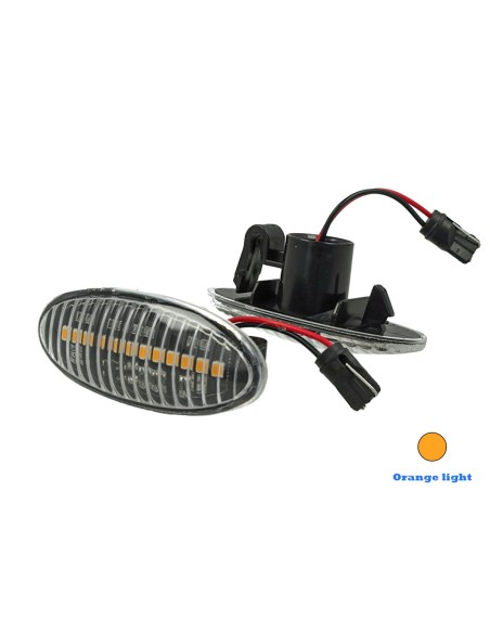 Kit Freccia Laterale a Led Side Marker Lente Trasparente Luce Arancione Per Nissan Qashqai Micra X-Trail Cube Evalia Leaf Note N