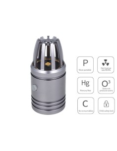 Mini Lampada Germicida UVC Disinfezione Sanificazione Per Auto Furgone Camper Ricaricabile Colore Grigio