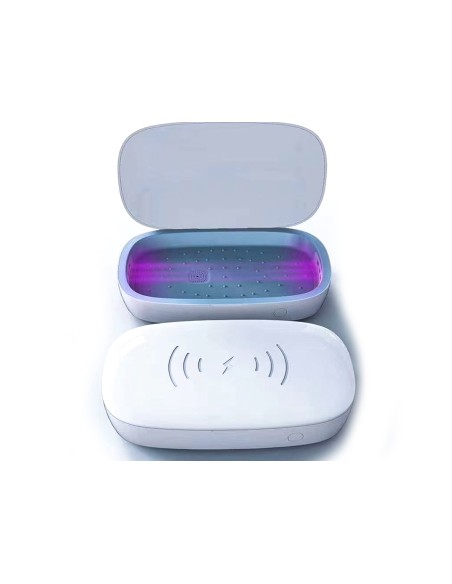 Scatola di Sterilizzazione Led UV Con Caricabatterie Wireless QI Veloce 10W Per Disinfezione Cellulari Smartphone Piccoli Oggett