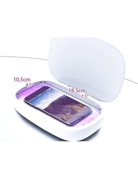 Scatola di Sterilizzazione Led UV Con Caricabatterie Wireless QI Veloce 10W Per Disinfezione Cellulari Smartphone Piccoli Oggett