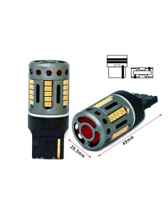 Lampada Led 7440 T20 W21W 100% Canbus 12V 21W Effettiva Arancione Con Ventola In Testa