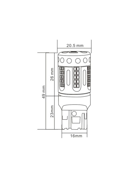 Lampada Led 7440 T20 W21W 100% Canbus 12V 21W Effettiva Arancione Con Ventola In Testa