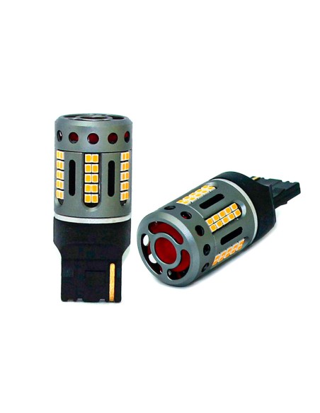 Lampada Led 7440 T20 W21W 100% Canbus 12V 21W Effettiva Arancione Con Ventola In Testa