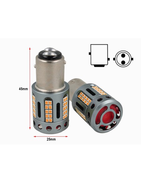 Lampada Led BAY15D 1157 100% Canbus 12V 21/5W Effettiva Colore Rosso Con Ventola In Testa