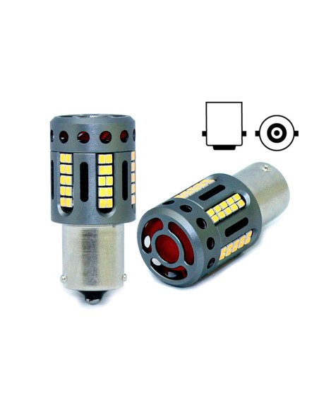 Lampada Led 1156 BA15S P21W 100% Canbus 12V 21W Effettiva Bianco 6000K Piedi Dritti Con Ventola In Testa