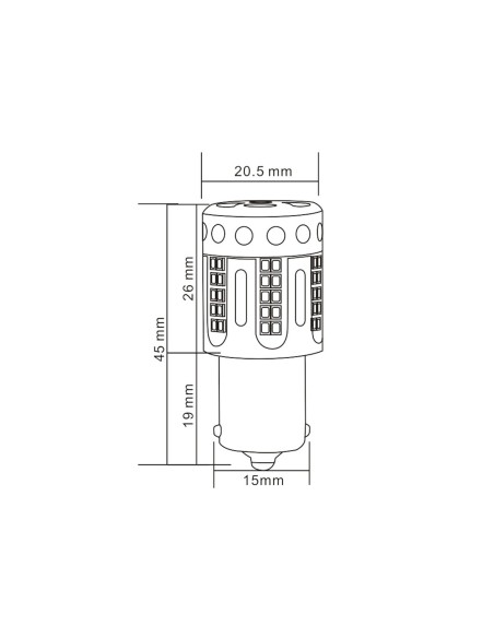 Lampada Led 1156 BAU15S PY21W 100% Canbus 12V 21W Effettiva Arancione Piedi Storti Con Ventola In Testa