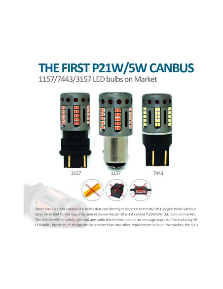 Lampada Led 1156 BAU15S PY21W 100% Canbus 12V 21W Effettiva Arancione Piedi Storti Con Ventola In Testa