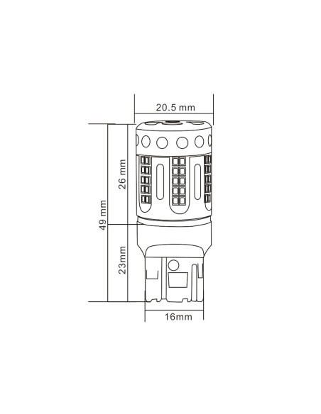 Lampada Led 7443 CK T20 W21/5W 100% Canbus 12V 21/5W Effettiva Bianco 6000K Con Ventola In Testa