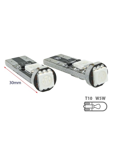 Lampada Led Canbus T10 W5W 3 Smd 5050 12V Colore Blu No Polarita No Errore