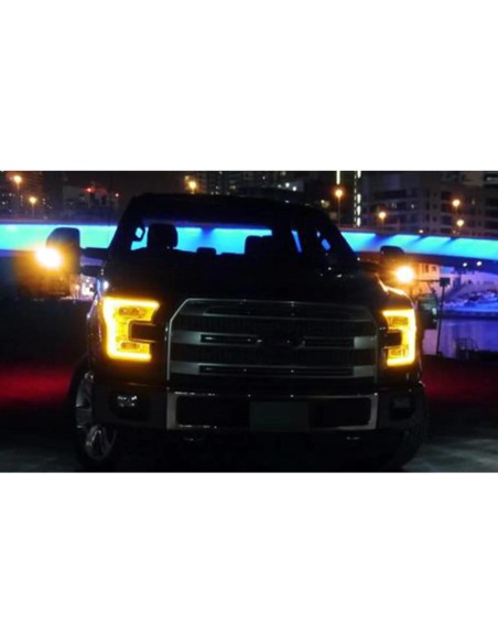 Kit Freccia Led Specchietto Retrovisore Dinamico Sequenziale Ford F150 Dopo 2015 FL34-13B382A Lente Fume Arancione + DRL