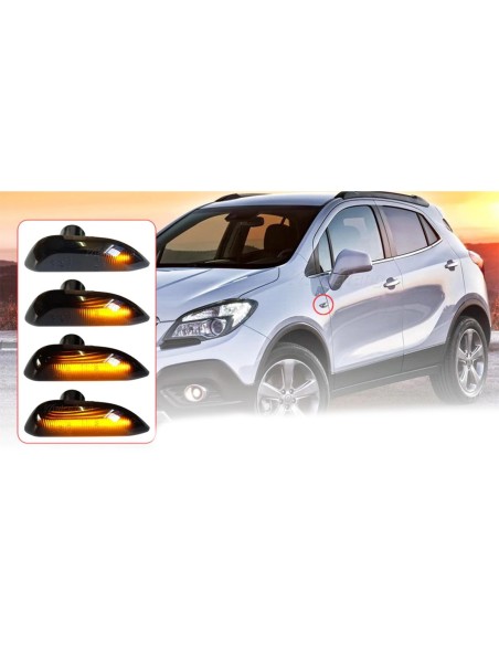 Kit Freccia Laterale a Led Side Marker Dinamica Lente Fume Opel Mokka X Chevrolet Trax Resistenza Inclusa