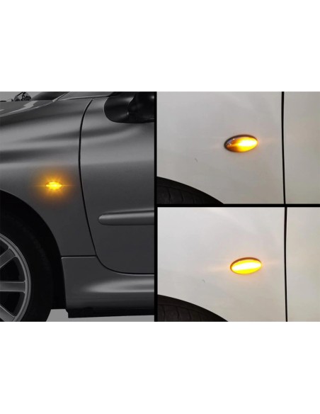 Kit Freccia Laterale a Led Side Marker Dinamica Lente Fume Peugeot 1007 107 206 207 307 407 607 Citroen C1 C2 C3 C5 C6