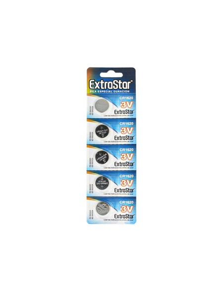 Pila Batteria A Bottone Extrastar CR1620 3V Confezione Da 5 Pile