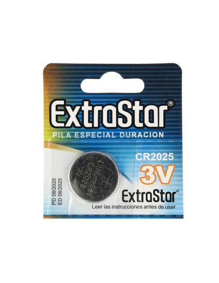 Pila Batteria A Bottone Extrastar CR2025 3V Confezione Da 5 Pile