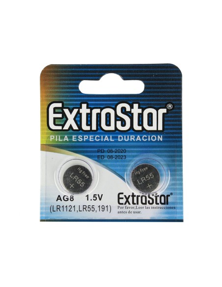 Pila Batteria A Bottone LR1121 LR55 191 1,5V Extrastar AG8 Confezione Da 10 Pile