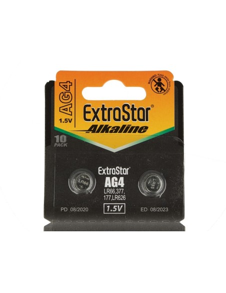 Pila Batteria A Bottone LR626 LR66 177 1,5V Extrastar AG4 Confezione Da 10 Pile
