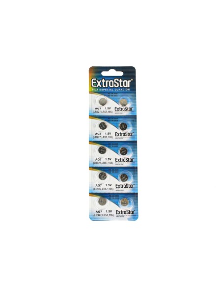 Pila Batteria A Bottone LR927 LR57 195 1,5V Extrastar AG7 Confezione Da 10 Pile