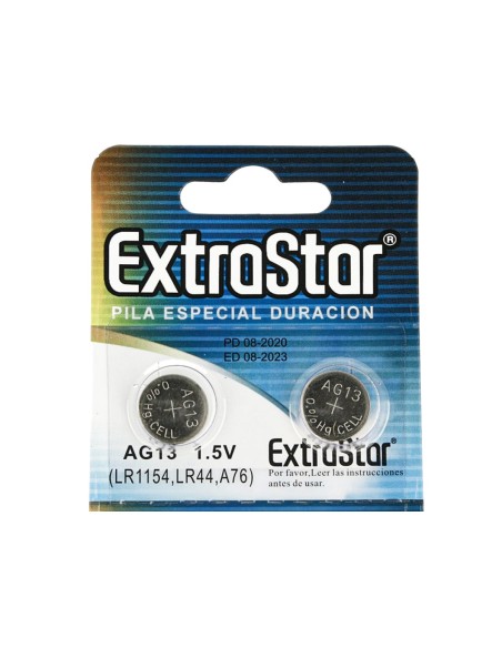 Pila Batteria A Bottone LR44 LR1154 A76 1,5V Extrastar AG13 Confezione Da 10 Pile