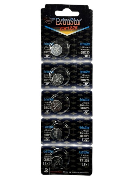 Pila Batteria A Bottone Extrastar CR1225 3V Confezione Da 5 Pile