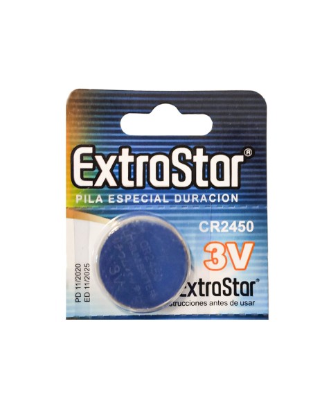 Pila Batteria A Bottone Extrastar CR2450 3V Confezione Da 5 Pile