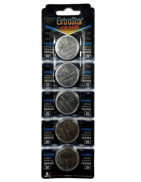 Pila Batteria A Bottone Extrastar CR2450 3V Confezione Da 5 Pile