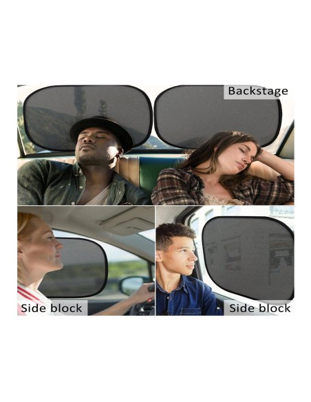 2 Pezzi Tendina Parasole Laterale Auto 44X38cm Nero